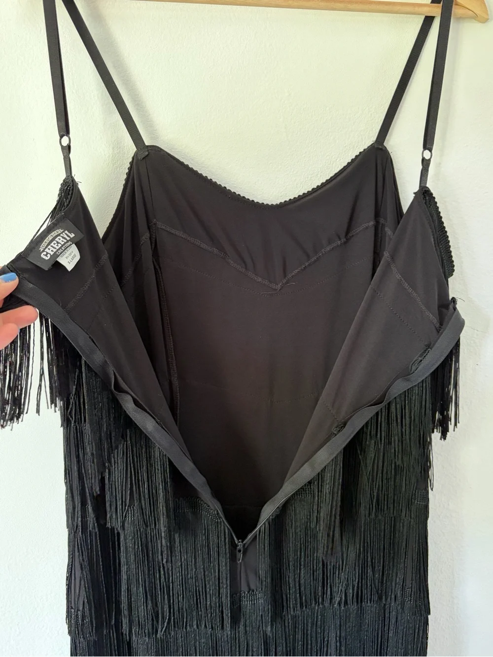 Cheryl Creations Black Tiered Fringe Flapper‎ Mini Dress Size XL